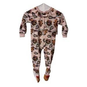 PJ's & Presents Toddler Girls 24M Pink Gingerbread Fleece Footed Pajamas NWT